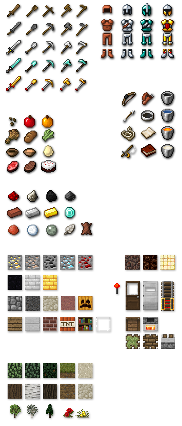Custom items and blocks in the Quandary texture pack for Minecraft